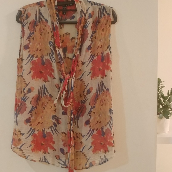 Silk vintade bow tie top - Picture 1 of 5